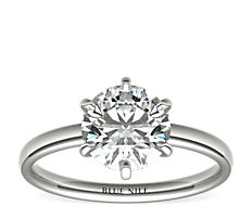 Six-Claw Low Dome Comfort Fit Solitaire Engagement Ring in Platinum (2mm)